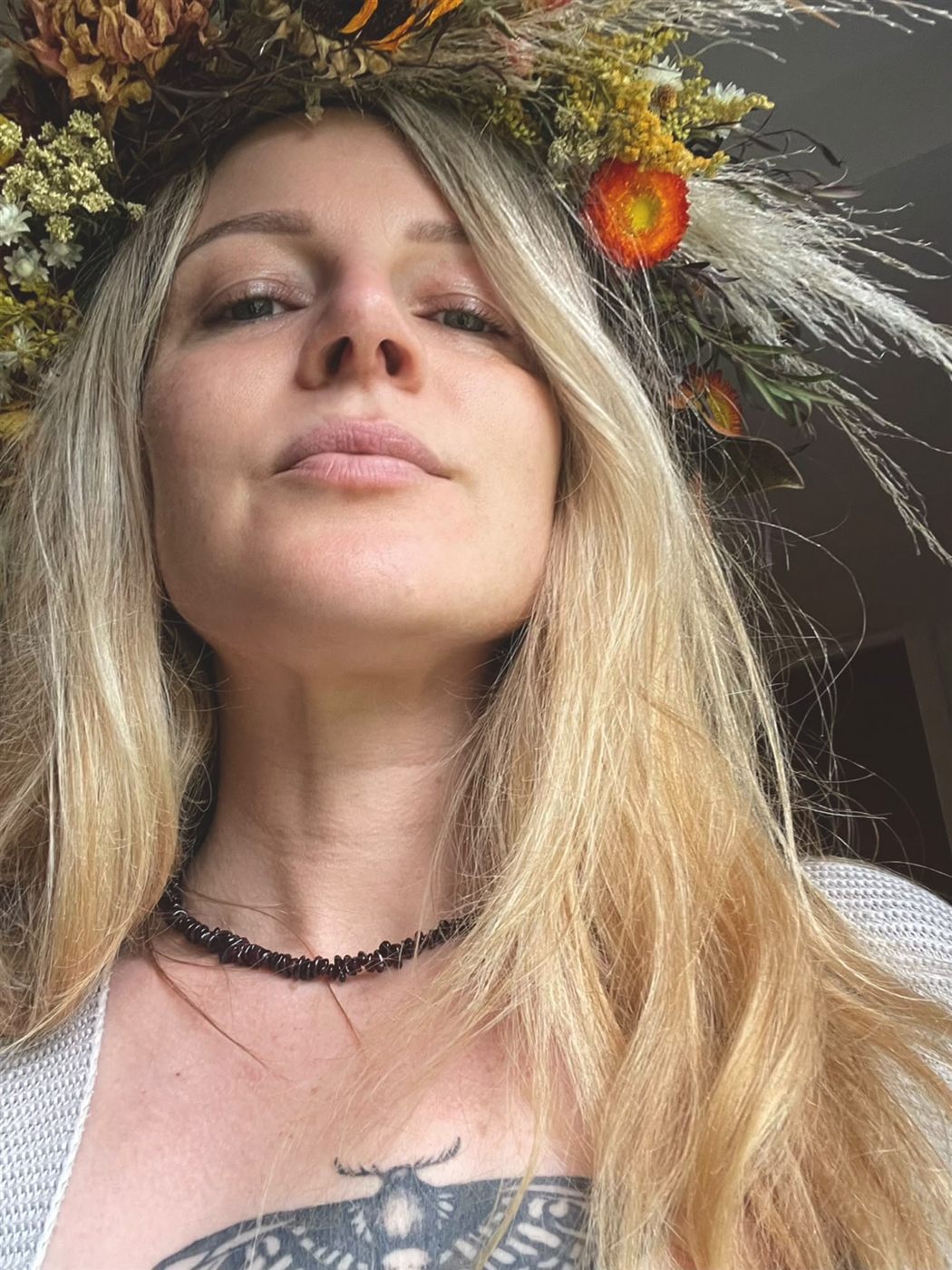 Jess wearing her Moontime necklace
